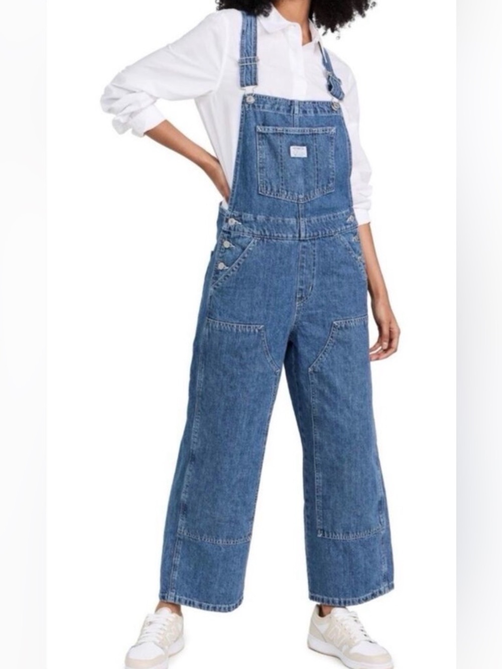 Levi’s Premium Double Knee Utility Wide Leg Denim Jeans Overalls Women’s Large